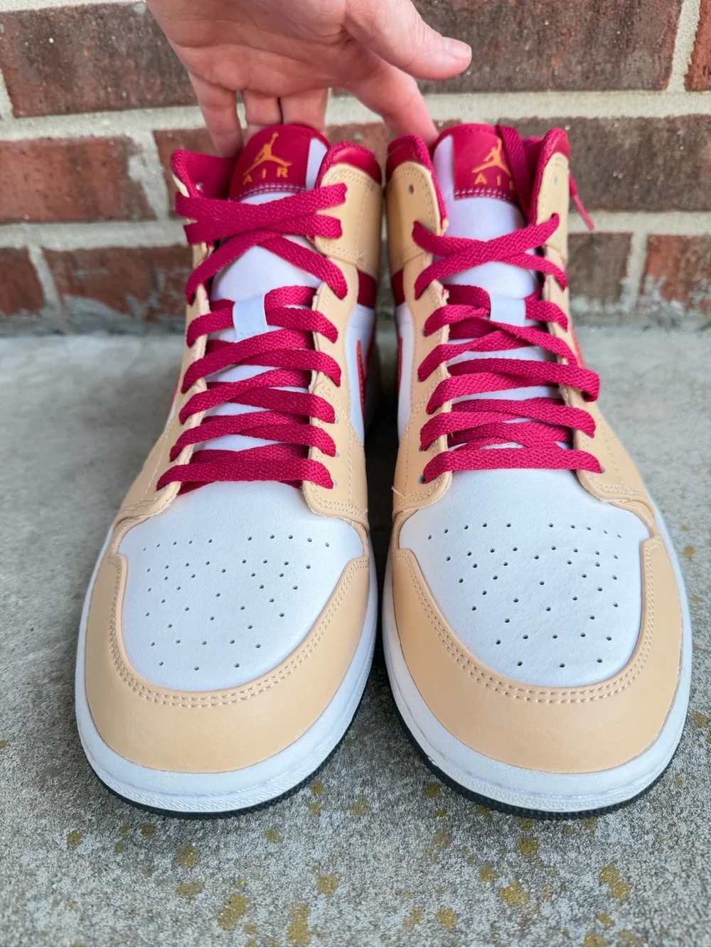 Jordan Women’s Mid-Top Sneakers in Peach, White & Burgundy